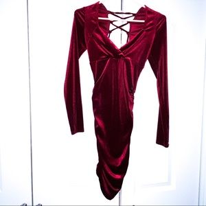 Burgundy open back dress size S